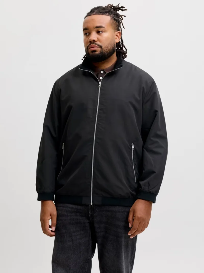 Jack & Jones Plus Jacheta bomber, barbati big sizes, JJERUSH, Negru (SELECTATI MARIMEA: 3XL)