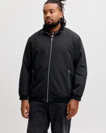 Jack & Jones Plus Jacheta bomber, barbati big sizes, JJERUSH, Negru (SELECTATI MARIMEA: 3XL)