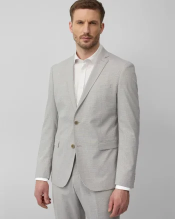s.Oliver BLACK LABEL Sacou elegant barbati, croiala Slim fit, Gri deschis (SELECTATI MARIMEA: 44)