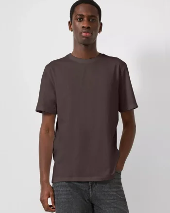 Q/S by s.Oliver Tricou barbati, la baza gatului, din bumbac, Regular Fit, Maro inchis (SELECTATI MARIMEA: S)