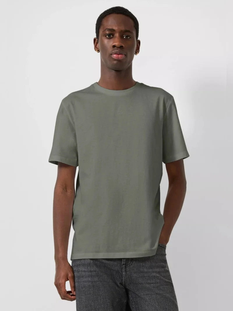 Q/S by s.Oliver Tricou barbati, la baza gatului, din bumbac, Regular Fit, Olive (SELECTATI MARIMEA: S)