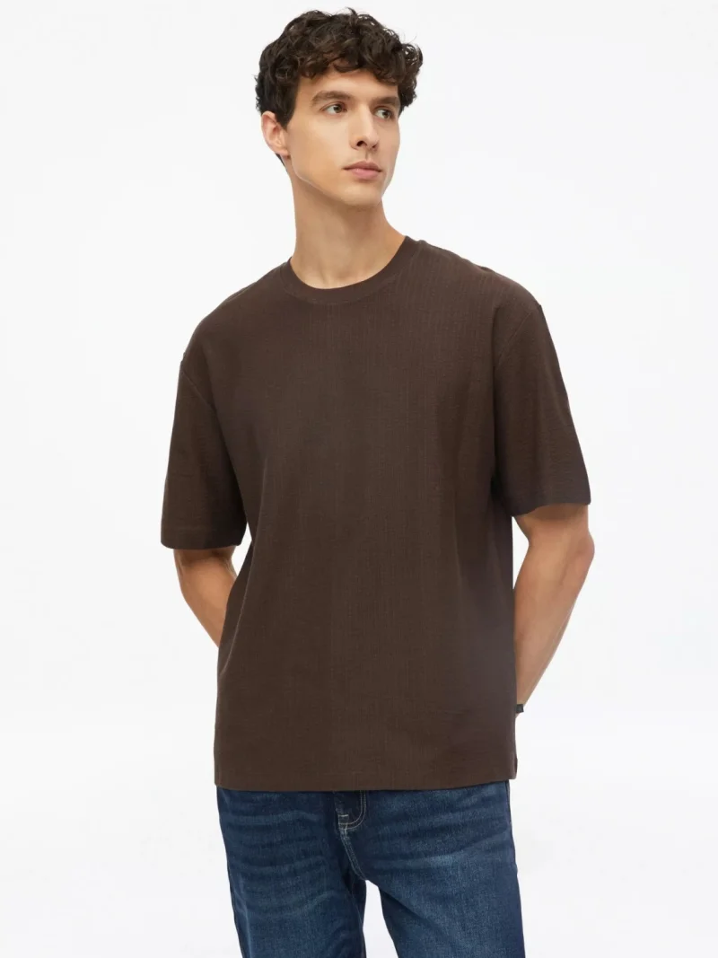 s.Oliver Tricou barbati, la baza gatului, din bumbac, Relaxed Fit, Maro inchis (SELECTATI MARIMEA: S)