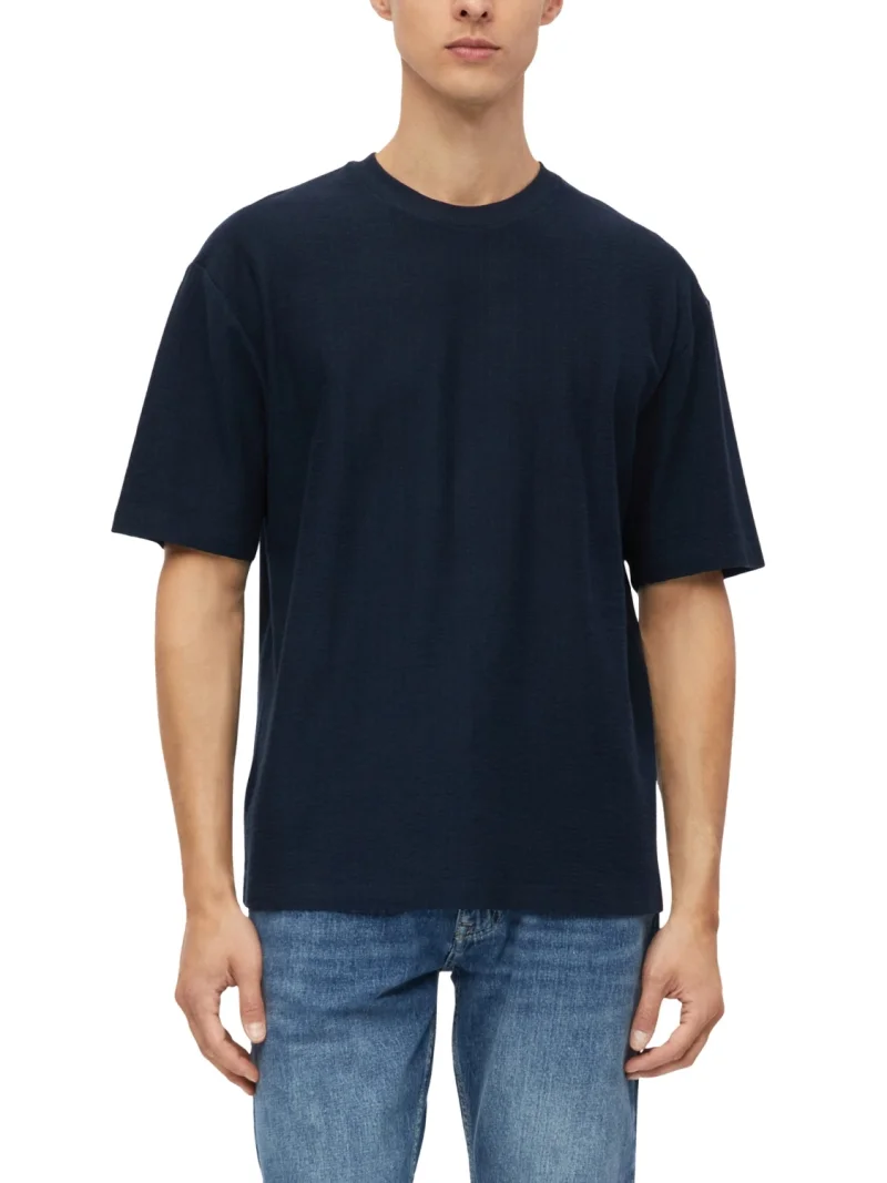 s.Oliver Tricou barbati, la baza gatului, din bumbac, Relaxed Fit, Bleumarin inchis (SELECTATI MARIMEA: S)
