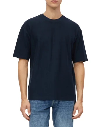 s.Oliver Tricou barbati, la baza gatului, din bumbac, Relaxed Fit, Bleumarin inchis (SELECTATI MARIMEA: S)