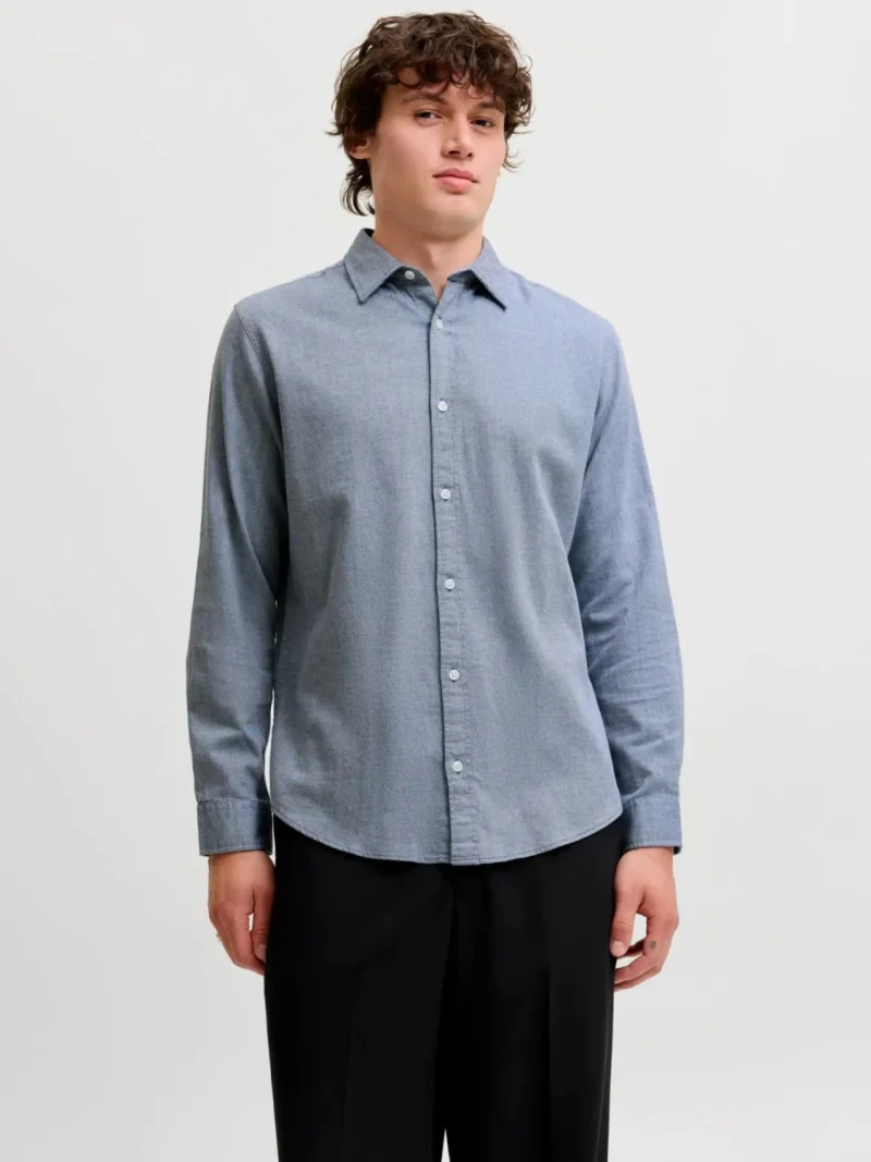 Jack & Jones Camasa barbati, din bumbac, Regular Fit, JJEFIELD, Gri inchis (SELECTATI MARIMEA: S)