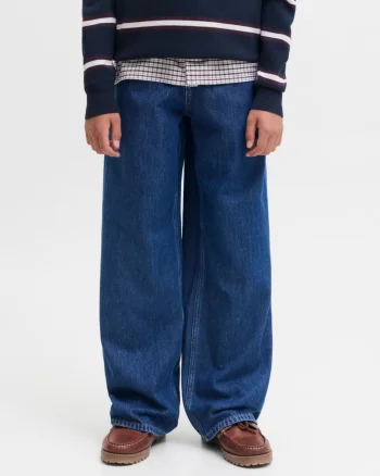 Jack & Jones Blugi baieti, JJIDAVE JJJAX, cu talie inalta si croiala Baggy fit, Albastru inchis (SELECTATI MARIMEA: 128 cm)