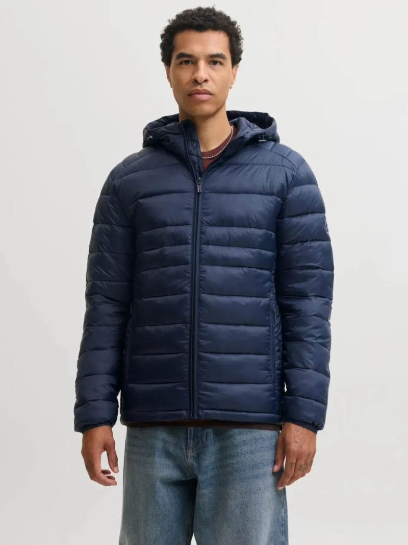 Jack & Jones Jacheta matlasata, barbati, cu gluga, Regular fit, JJEKINGSLEY, Bleumarin inchis (SELECTATI MARIMEA: S)