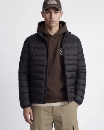 Jack & Jones Jacheta matlasata, barbati, fara gluga, Regular fit, JJEKINGSLEY, Negru (SELECTATI MARIMEA: S)