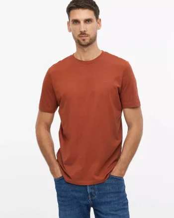 s.Oliver Tricou cu decolteu la baza gatului, barbati, din bumbac, Regular fit, Maro (SELECTATI MARIMEA: S)