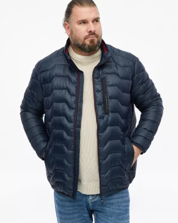 s.Oliver Big Sizes Jacheta matlasata barbati big sizes, fara gluga cu buzunare oblice si croiala Regular fit, Bleumarin inchis (SELECTATI MARIMEA: