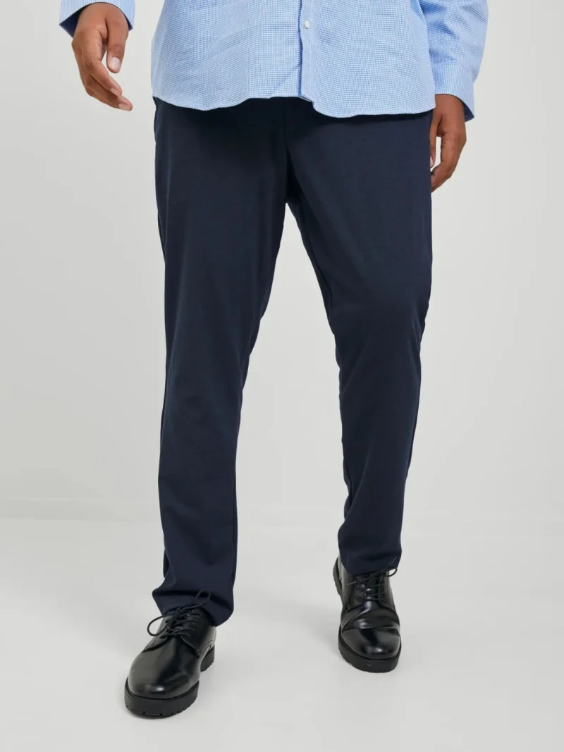 Jack & Jones Plus Pantaloni chino barbati big sizes, cu talie joasa si croiala Slim Fit, Bleumarin inchis (SELECTATI MARIMEA: 50, SELECTATI LUNGIMEA: