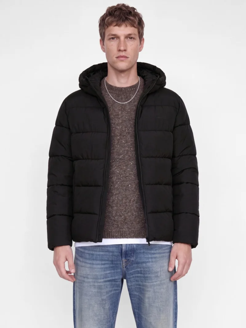 Jack & Jones Geaca barbati, PUFFER, cu gluga, Regular fit, JJEFREDDIE, Negru (SELECTATI MARIMEA: S)