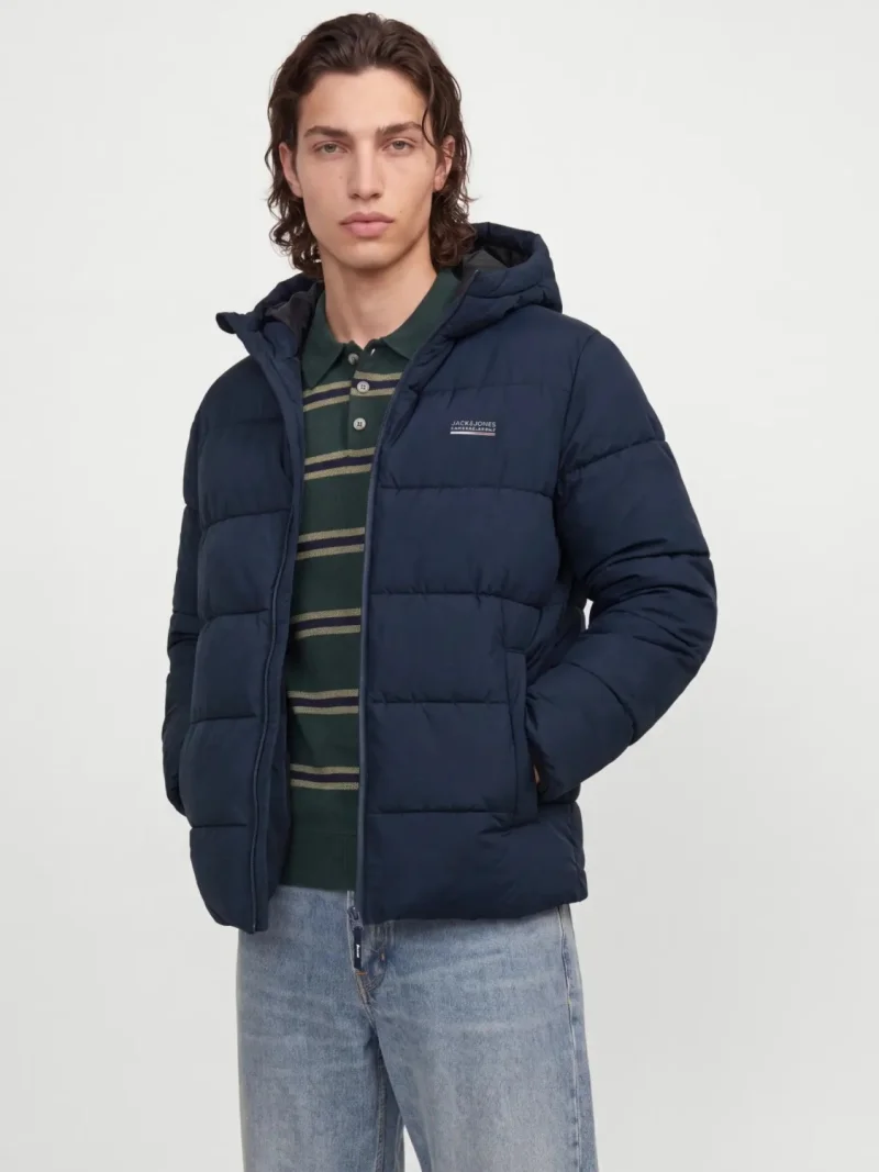 Jack & Jones Geaca barbati, PUFFER, cu gluga, Regular fit, JJEFREDDIE, Bleumarin inchis (SELECTATI MARIMEA: S)