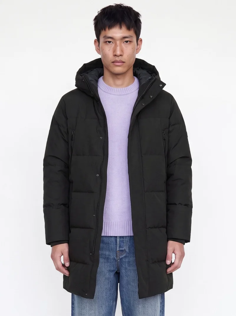 Jack & Jones Geaca lunga barbati, PUFFER, cu gluga, Regular fit, JJEBECKS, Negru (SELECTATI MARIMEA: S)