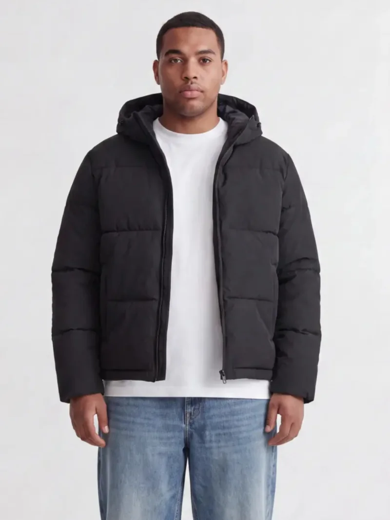Jack & Jones Plus Geaca barbati big sizes, cu gluga, Regular fit, JJGALAXY, Negru (SELECTATI MARIMEA: 2XL)