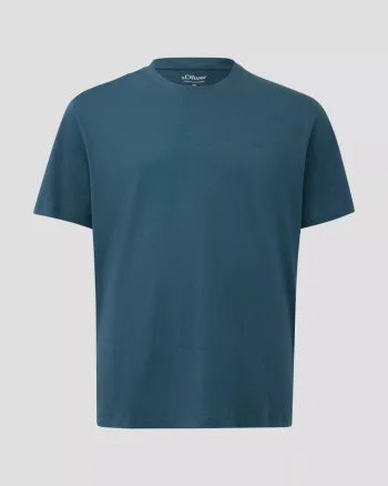 s.Oliver Big Sizes Tricou barbati big sizes, la baza gatului, din jerseu de bumbac, Albastru (SELECTATI MARIMEA: 2XL)