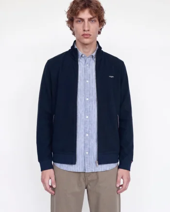 Jack & Jones Cardigan tricotat barbati, din bumbac organic, Regular fit, JPRBLUALVES, Bleumarin inchis (SELECTATI MARIMEA: M)