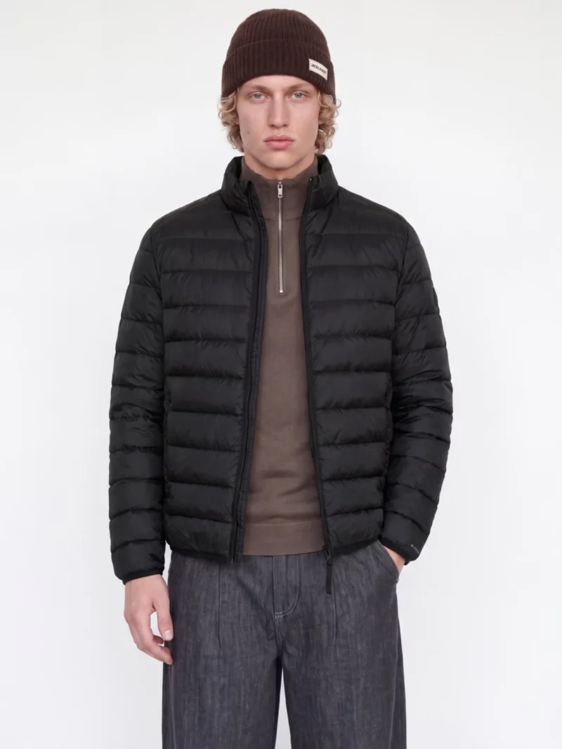 Jack & Jones Jacheta barbati, PUFFER, cu puf de rata, Regular fit, JJEBERG, Negru (SELECTATI MARIMEA: S)