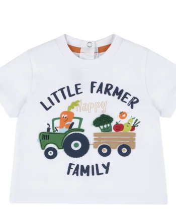 Tricou copii Chicco, alb cu model, 67571