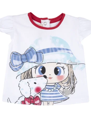Tricou copii Chicco, alb cu model, 67655-62MFCO
