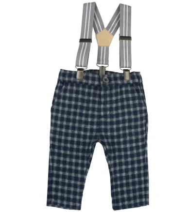 Pantaloni copii Chicco cu bretele, albastru inchis, 08753-63MFCO