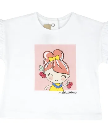 Tricou copii Chicco, alb cu model, 05618-66MFCO