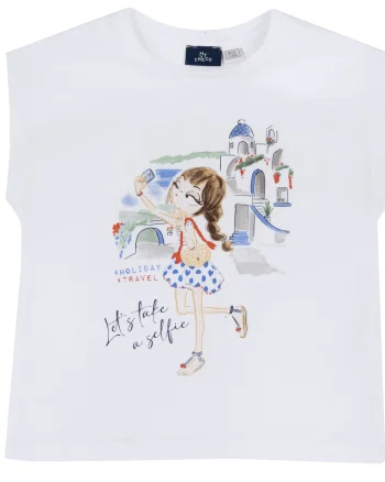 Tricou copii Chicco, alb cu model, 05488-66MC