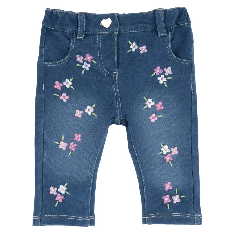 Pantaloni copii Chicco stretch cu broderii, 16866-68MFCO