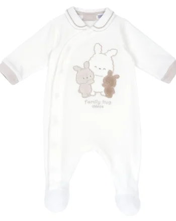 Salopeta bebelusi Chicco din velur, Alb, 00297-69MFCI