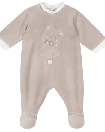 Salopeta bebelusi Chicco din velur, Bej cu model, 00370-69MFCI