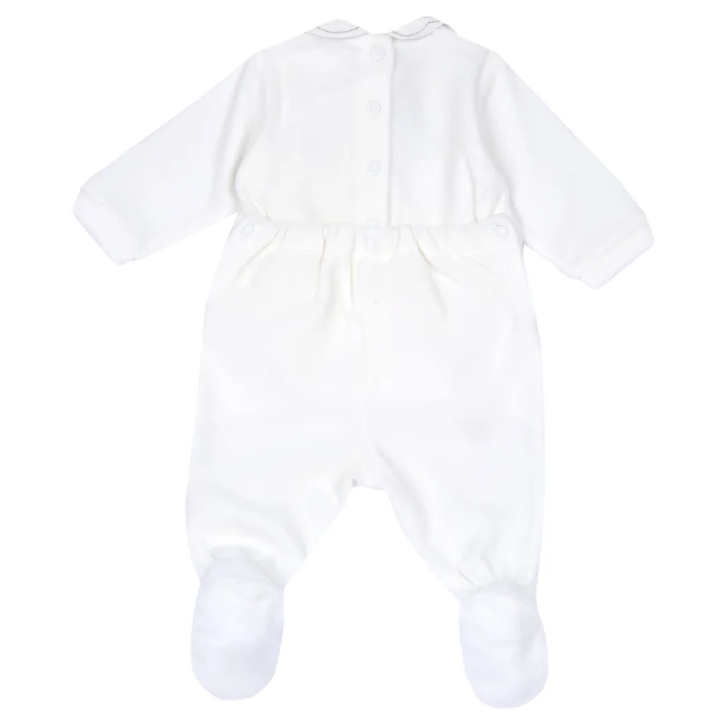 Salopeta bebelusi Chicco din velur, Alb, 00318-69MFCI