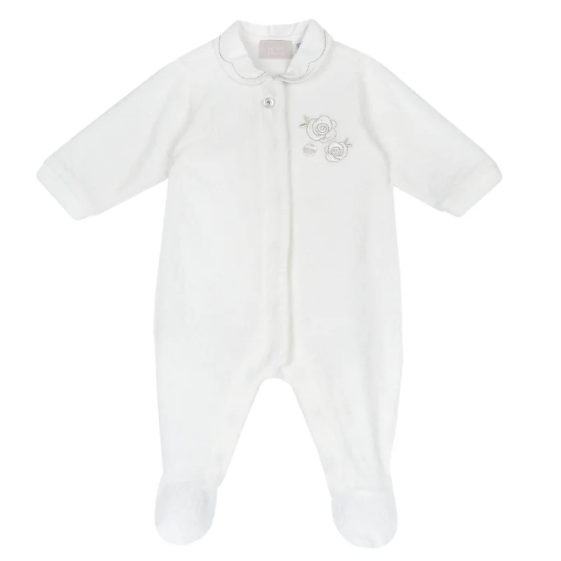 Salopeta bebelusi Chicco din velur, Alb, 00319-69MFCI