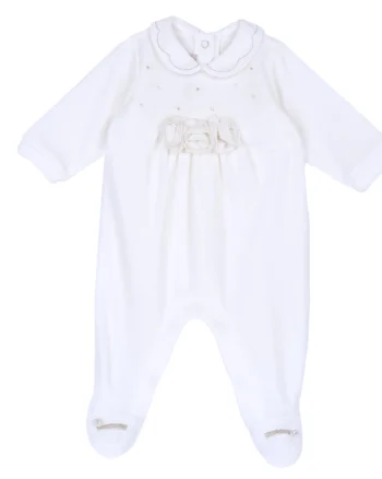 Salopeta bebelusi Chicco din velur, Alb, 00320-69MFCI