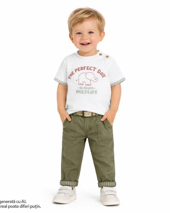 Tricou copii Chicco, Alb cu model, 01379-70MFCO