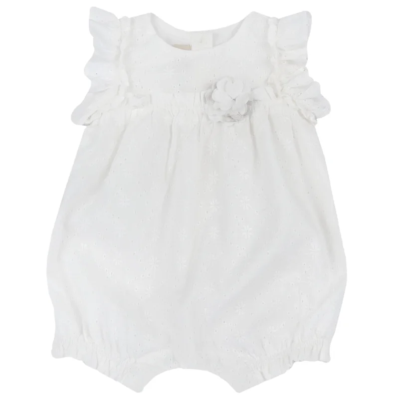 Salopeta bebelusi Chicco broderie engleza, Alb, 01687-70MFCO