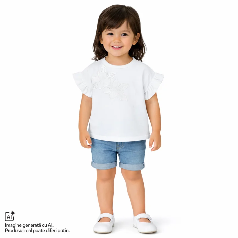 Tricou copii Chicco, Alb cu model, 01577-70MC