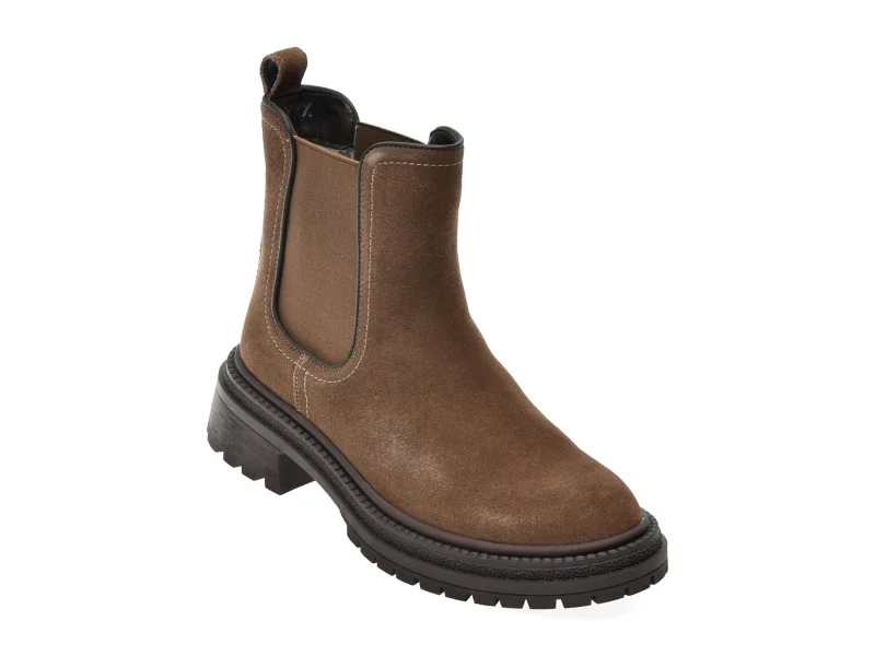Ghete GRYXX gri, T1151, din piele intoarsa