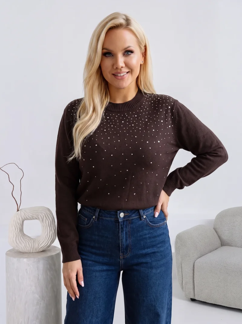 Pulover elegant din tricot cu ap...