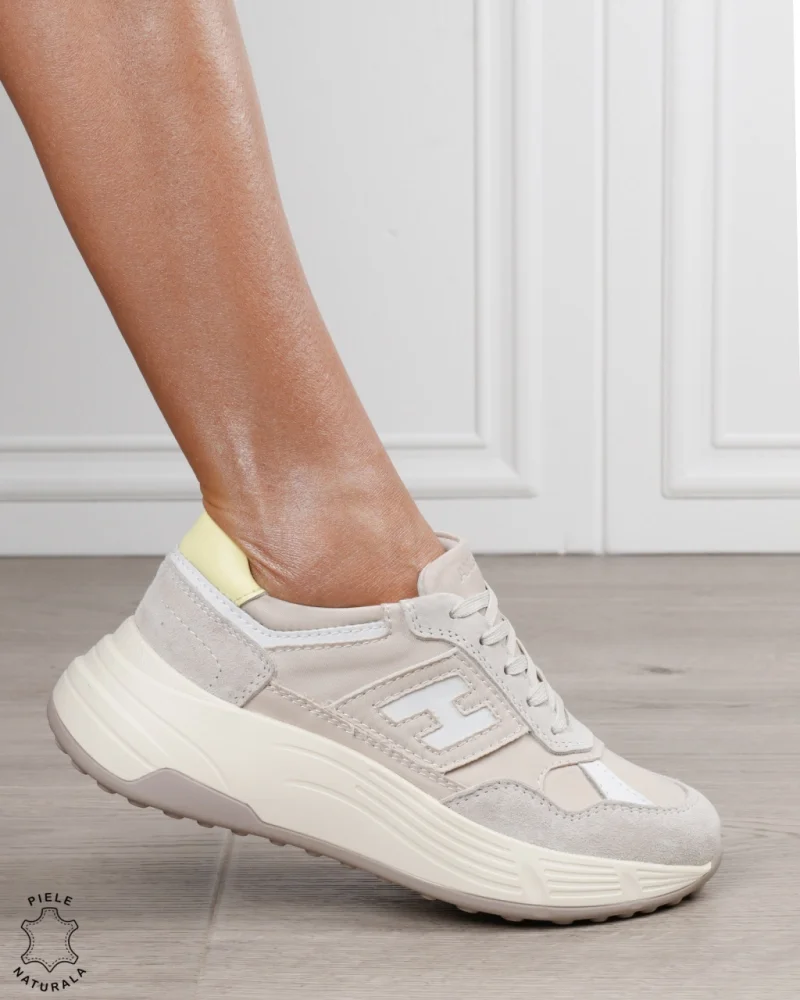 Pantofi sport damă din piele naturală în combinație de culori CRL1879 BEJ