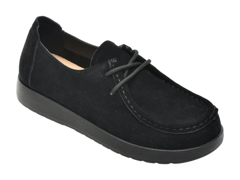 Mocasini IMAGE negri, 1600, din piele intoarsa