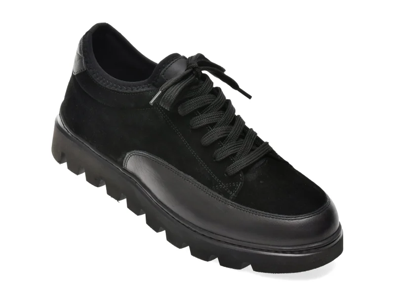 Pantofi GRYXX negri, 13293, din piele intoarsa