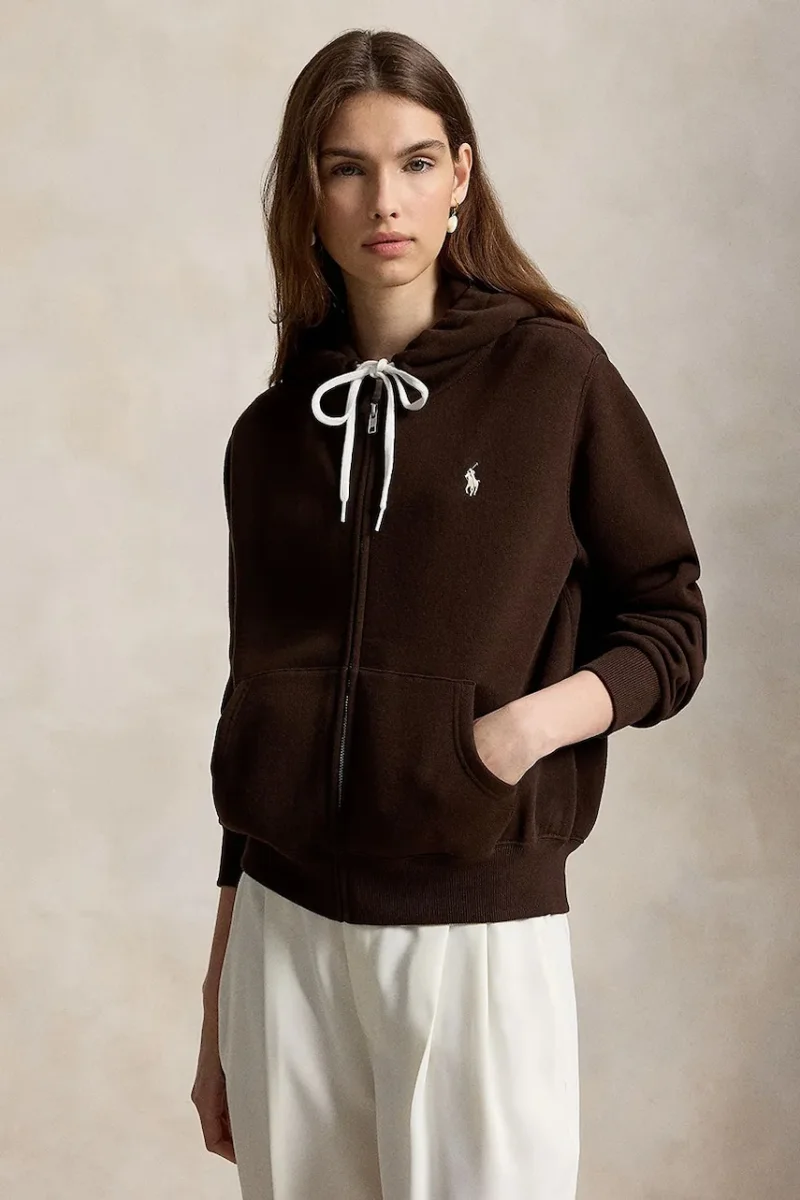 Polo Ralph Lauren  hanorac cu fermoar și glugă pentru femei cu bumbac