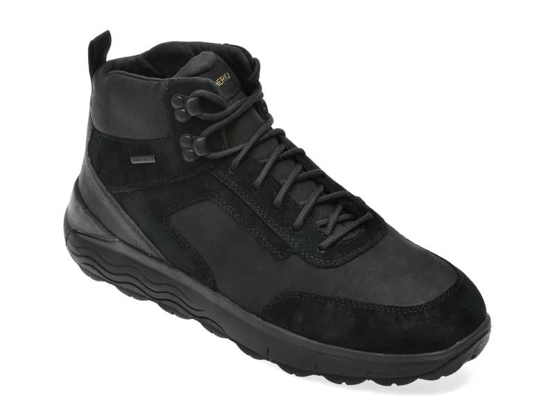 Ghete GEOX negre, U46FDC, din piele naturala