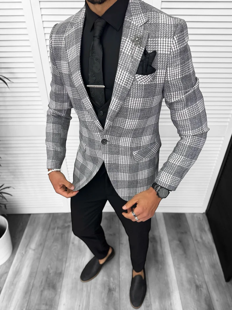 Sacou barbati slim fit gri 3094 P18-5.1