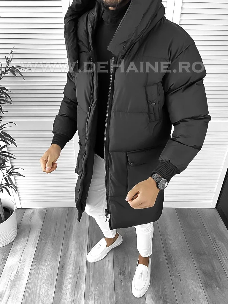 Geaca barbati groasa neagra de iarna 8021