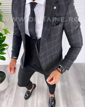 Sacou barbati in carouri slim fit B4975 P19-1.2