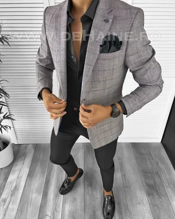 Sacou barbati slim fit in carouri B8284 P18-2.1