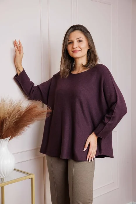 Pulover lejer Bailey cu maneci fluture - Mov