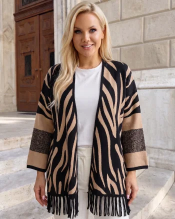 Cardigan elegant din tricot cu i...