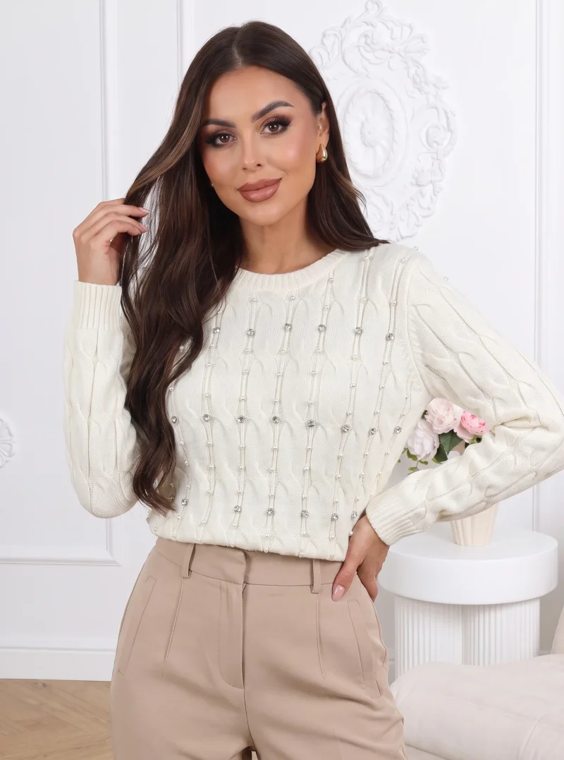 Pulover elegant din tricot torsa...